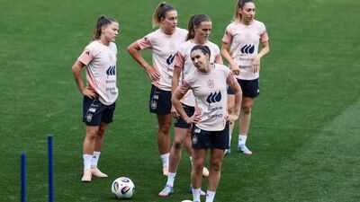 Mariona Caldentey, Irene Paredes, Alexia Putellas, Claudia Pina and Olga Carmona look on during a training session at RCDE Stadium on June 02, 2025 in Barcelona, Spain. (Photo/Getty Images) 'Serving country against biological clock': Spain to fund egg freezing for women footballers; what does it mean?