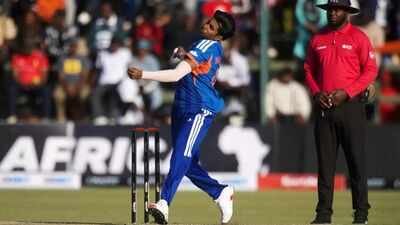 Mayank Yadav bowls against Zimbabwe. (AP) Mayank Yadav: Rebuilding the 150kph dream, with an eye on the 2027 ODI World Cup