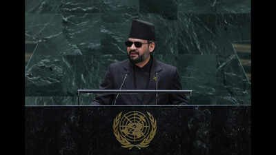 Nepal's PM Balendra Shah addresses the 81st session of the United Nations General Assembly at UN headquarters Thursday. (AP) 'Glaciers, floods don’t travel with visas’: Nepal PM asks India, China to join Himalayan warning network