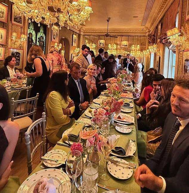 Newlyweds Isabel Getty and Faris McKinnon celebrate their wedding with family and friends in Mayfair.
