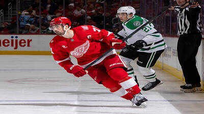 Dylan Larkin #71 of the Detroit Red Wings follows the play in front of Jason Robertson #21 of the Dallas Stars during the second period at Little Caesars Arena on December 23, 2025 in Detroit, Michigan. (Photo by Dave Reginek/NHLI via Getty Images) Boston Bruins reject trade offer for Detroit Red Wings captain Dylan Larkin amid top-line center search