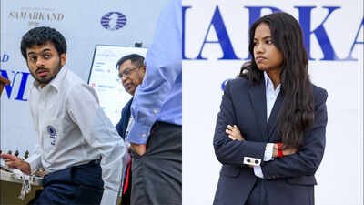 Nihal Sarin and Savitha Shri (Photo by Rafal Oleksiewicz and Michal Walusza for FIDE) Chess Olympiad Round 7: India's chances of gold get bleaker despite win in open; women still in hunt