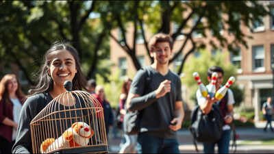 No-Bag Day trend takes Indian campuses by storm as students turn everyday objects into bags. (AI Image) Buckets, pressure cookers and bicycles instead of backpacks: Why ‘No-Bag Day’ is catching on at IIT and IIM campuses
