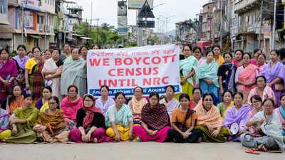 File photo: People raise slogans to press for the implementation of National Register of Citizens (NRC) updation before conducting the census in Manipur Manipur assembly passes third resolution seeking NRC update before census