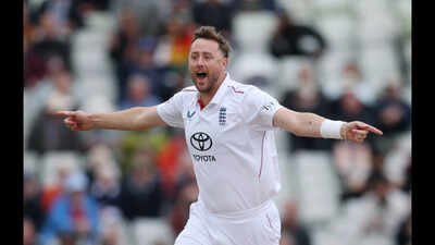 England's Ollie Robinson celebrates taking the wicket of Pakistan's Saim Ayub. (Reuters Photo) 112 years later! Ollie Robinson enters rarest Test bowling club with sub-19 average