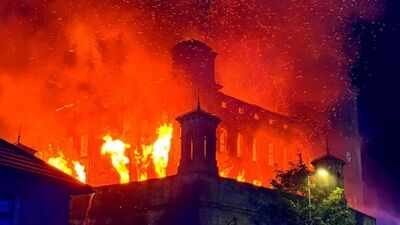 Photo credit: West Yorkshire Police A 19th century Yorkshire mill that once employed more than 2,000 people and later appeared in Peaky Blinders and Downton Abbey caught fire again; 12 engines battled the blaze