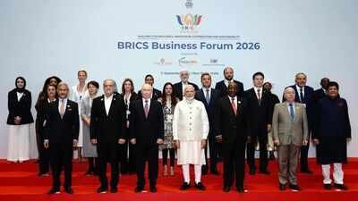 PM Modi in a family photo with other leaders at Brics Business Forum 2026. (ANI) Brics opposes unilateral trade steps like EU carbon border tax