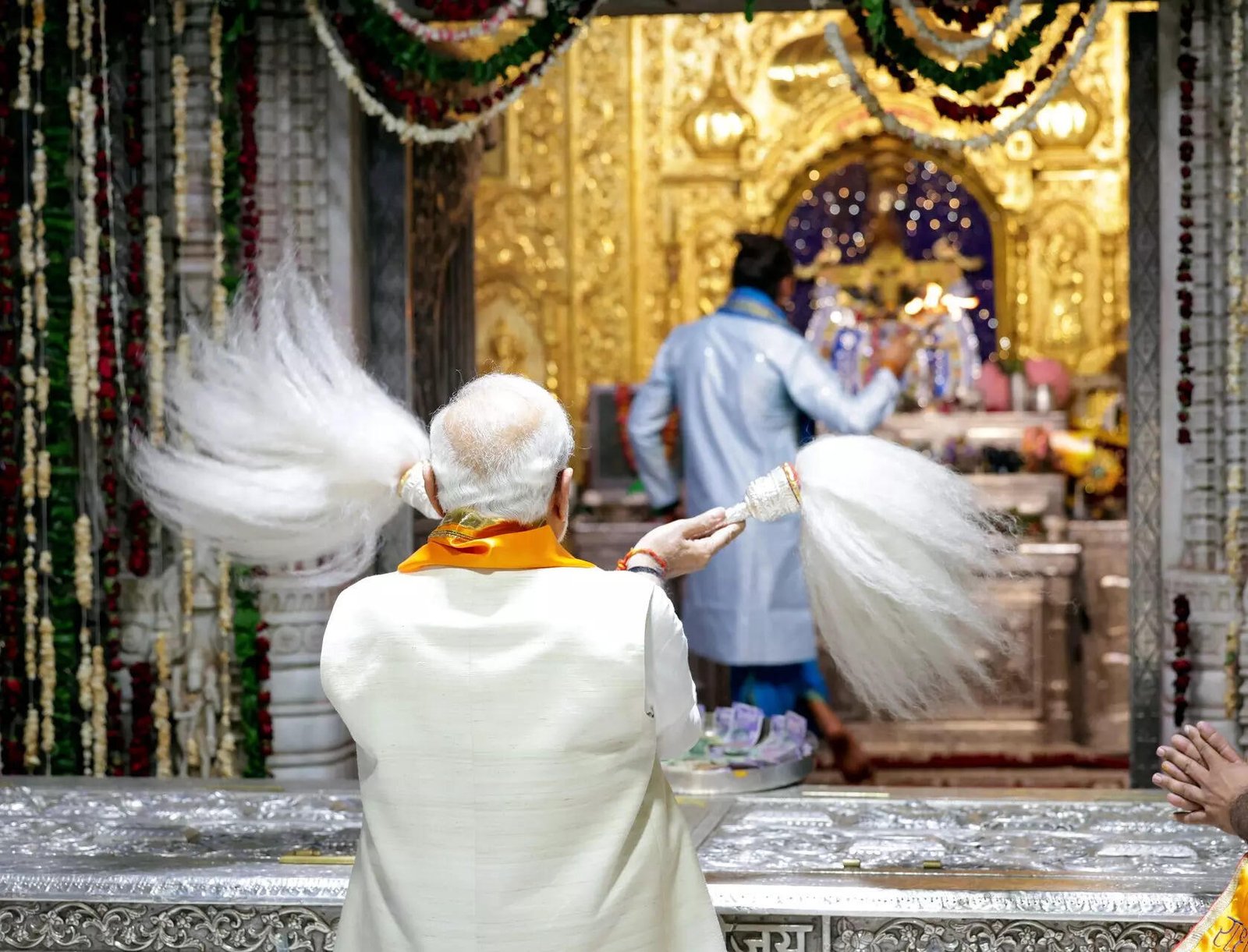 Prime Minister Narendra Modi offers prayers at Shri Sanwariya Seth Temple, in Chittorgarh, Rajasthan.