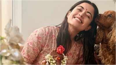 Rashmika Mandanna celebrates first Ganesh Chaturthi after marriage to Vijay Deverakonda, shares festive glimpse with Lord Ganesha and pet dog amid wrapping up ‘Ranabaali’ shoot