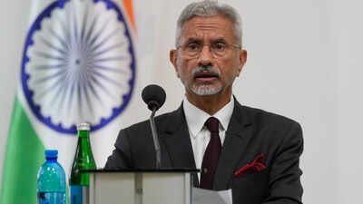 Indian Foreign Minister Subrahmanyam Jaishankar speaks during joint press conference with Ukraine's Foreign Minister Andrii Sybiha in Kyiv, Ukraine. 'Conflict will be solved by dialogue': India as US weighs sanctions on Russian oil buyers