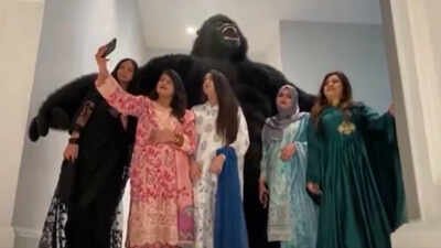 Clips of these larger-than-life performers have been spreading rapidly online (Photo: AFP) Pakistan goes bananas over giant gorillas dancing to Bollywood songs