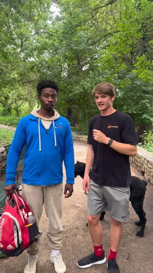 <strong>Grad student spotted an Indiana University backpack on an Austin street. He soon discovered the man carrying it was a former football star</strong>