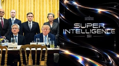 Trump met with the top AI and tech bosses during a meeting in the White House regarding artificial intelligence and the president's AI force. (Bloomberg/White House) Trump met with the top AI and tech bosses during a meeting in the White House regarding artificial intelligence and the president's AI force. (Bloomberg/White House)