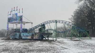 The roller coaster was built as part of his hobby of restoring vintage amusement rides for his grandchildren. (Photos: Centre Daily Times) A Pennsylvania grandfather built a backyard amusement park with a 105-foot waterslide, go-kart track and vintage carousel; his $24,700 roller coaster then triggered a zoning fight