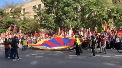 Protest in washington 'Want China out of Tibet': Protesters rally in Washington amid Trump-Xi meet