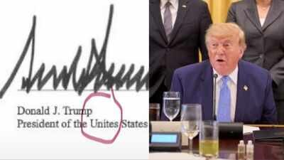 Trump signed the agreement on Tuesday after hosting several technology leaders at the White House. 'Super Intelligence' AI safety accord signed by tech CEOs carries ‘Unites States’ typo under Trump’s name