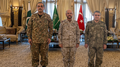 The army chiefs of Pakistan, Turkey,and Saudi Arabia hold talks in Riyadh, even as the Houthis continue their onslought. (Image credit: KSA) No action but endless talks, is Mecca defence agreement a pact without an impact?