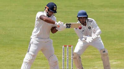 East Zone's Vaibhav Sooryavanshi plays a shot on day three of the Duleep Trophy semi-final. (PTI Photo) Vaibhav Sooryavanshi stars as East Zone beat defending champions to reach Duleep Trophy final