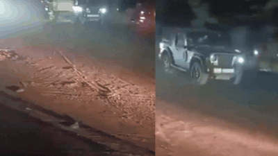 Video showing the Thar reversing and hitting the cab repeatedly Friends thrash Thar driver, he rams SUV into their cab in Gurgaon