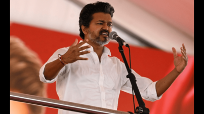 Vijay campaigning for TVK candidate K Maragatham in Madurantakam assembly constituency on Friday. Photo by L R Shankar Veeramani child rape case: Vijay slams previous DMK govt’s failure to take action, asks “what kind of a deal was struck, sir?’