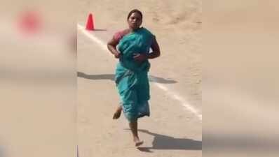 Kavita Kumari practises for the 1.6km run In saris and slippers, Ramgarh women run for a govt job dream