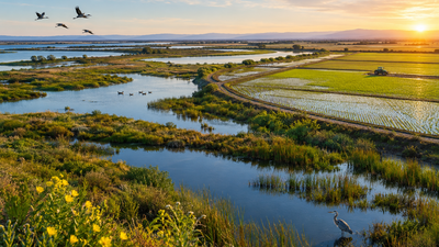 Representative Image (AI-generated) California is set to break ground on a project to transform 2,800 acres of Delta farmland on Webb Tract into wetlands and rice fields, reversing decades of land subsidence while creating habitat and storing carbon