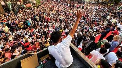 (CJP) founder Abhijeet Dipke waves to supporters during a protest (PTI Photo) 'Go to Pakistan': CJP's Abhijeet Dipke on those doing Hindu-Muslim 'divisive' politics