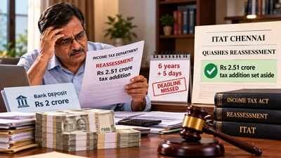 Man had Rs 2 crore bank deposit and didn’t file ITR, faced Rs 2.51 crore tax addition; ITAT Chennai quashes reassessment after Income Tax Department missed 6-year deadline by 5 days