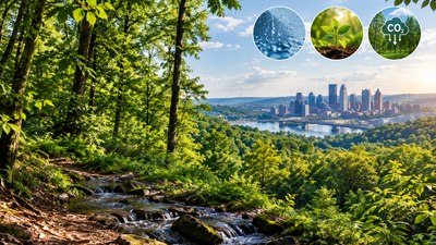 Pennsylvania awarded $277,200 to permanently protect 27 acres near Pittsburgh; officials estimate the woodland can absorb 22.5 million gallons of rainwater and sequester over 100,000 pounds of carbon a year