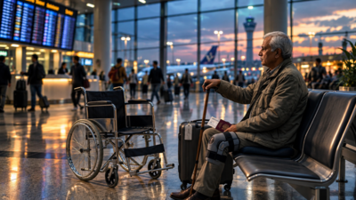 AI generated image used for representative purpose A 65-year-old with 55% disability was left stranded at Istanbul airport without wheelchair assistance; after a 24-hour wait and delayed baggage disrupted his onward journey, a consumer court ordered IndiGo and Turkish Airlines to pay Rs 60,000 for the ordeal