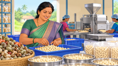 AI representation/ChatGPT In 2018, Andhra Pradesh's Singampalli Parwathi borrowed Rs 20,000 to trade raw cashews; today she processes 11 grades of cashew kernels and reports annual business turnover near Rs 50 lakh