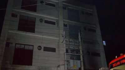 Image Credit: ANI (The fire was reported at around 9.30pm at a factory in Phase 1 of the industrial area. ) 4 killed, 2 injured in fire at Delhi shoe factory; owner summoned