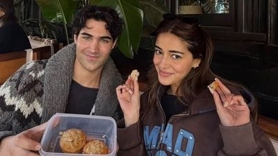 Ananya Panday shares a holiday moment with Aarav Bhatia. Ananya Panday shares a holiday moment with Aarav Bhatia.