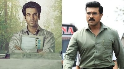 Rajkummar Rao and Ram Charan in stills from Newton and Game Changer. Rajkummar Rao and Ram Charan in stills from Newton and Game Changer.