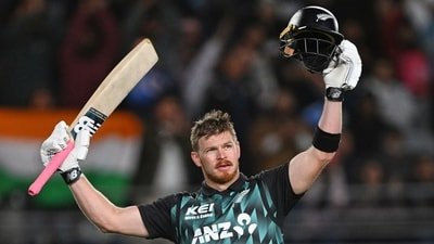 New Zealand's Glenn Phillips scored 109 runs against India. (AP) New Zealand's Glenn Phillips scored 109 runs against India. (AP)