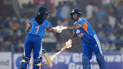 Deepti Sharma and Niki Prasad in action. (BCCI Women - X) Deepti Sharma and Niki Prasad in action. (BCCI Women - X)