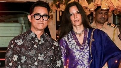 Aamir Khan and Gauri Spratt celebrate first Karwa Chauth. Aamir Khan and Gauri Spratt celebrate first Karwa Chauth.