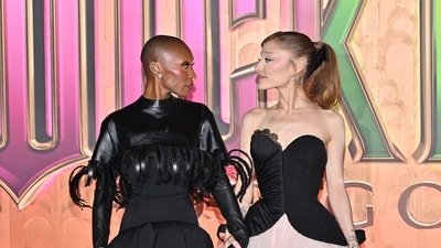 Cynthia Erivo and Ariana Grande attend the premiere of Wicked: For Good at Lincoln Center in November 2025. (AP)