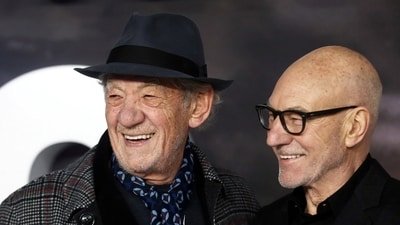FILE PHOTO: Actors Patrick Stewart and Ian McKellen attend the premiere of Star Trek: Picard in London, Britain January 15, 2020. REUTERS/Simon Dawson/File Photo (REUTERS)