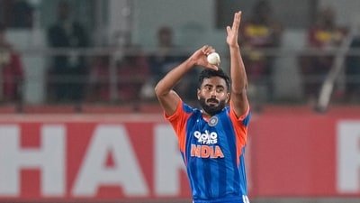 Naman Dhir dismissed Kamil Pooran in the third T20I against the West Indies. (PTI)