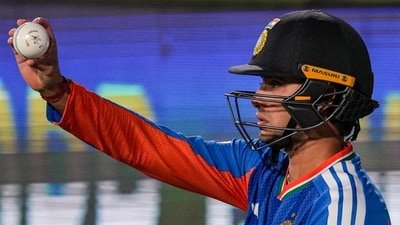 India's Abhishek Sharma during the third T20I cricket match of a series between India and West Indies, in Indore, Madhya Pradesh, Sunday, (PTI)