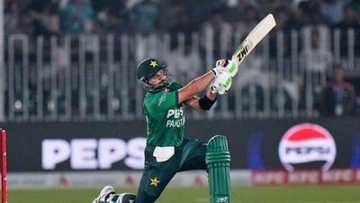 Sahibzada Farhan smashed a half-century in the T20I series opener against Sri Lanka. (AP Photo/Anjum Naveed) Sahibzada Farhan smashed a half-century in the T20I series opener against Sri Lanka. (AP Photo/Anjum Naveed)