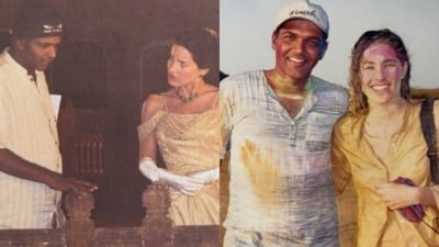 Rachel Shelley shares BTS pictures with filmmaker Ashutosh Gowariker.