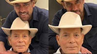 Salman Khan flaunts his sweet bond with father Salim Khan.
