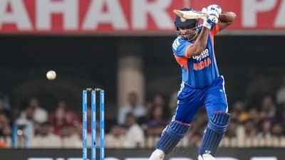 Sanju Samson scored 82 runs against West Indies in Ranchi. (PTI) Sanju Samson scored 82 runs against West Indies in Ranchi. (PTI)