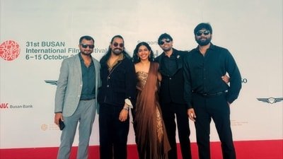 The team of Selvi on the red carpet at the Busan International Film Festival.
