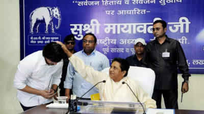 A file photo shows BSP chief Mayawati with her nephew Akash Anand. 'BSP is my family': Akash Anand's fresh appeal to Mayawati after BSP exit