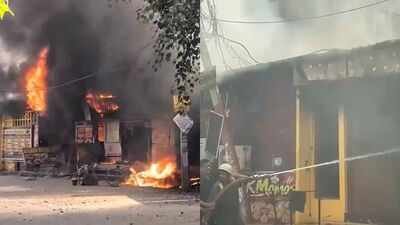 A fire broke out at five temporary shops in Raipur village, Noida on Saturday afternoon. 1 dead after massive fire in Noida's Sector 126; several shops engulfed