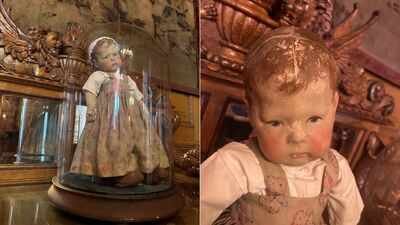 Michael, the century-old doll. Image Credit: Heurich House Museum/Axios DC A Washington family seated a Victorian doll named Michael at dinner whenever 13 guests arrived; today, the house is a museum preserving their unusual tradition