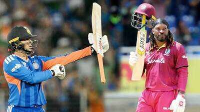 Abhishek Sharma and Chris Gayle (Image credit: Agencies) 'We immediately think of Chris Gayle': Cheteshwar Pujara's big statement on Abhishek Sharma
